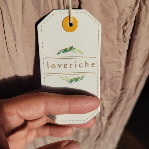 Love Riche Dress Beige Maxi Ruffle Poet Sleeves Cowl Neck Napa Valley Womans - Picture 9 of 16